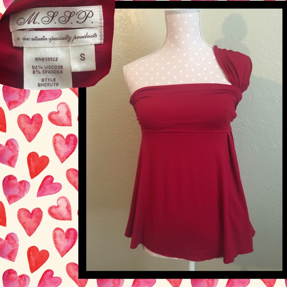 💋One Shoulder Red M.S.S.P. Baby Doll Top💋